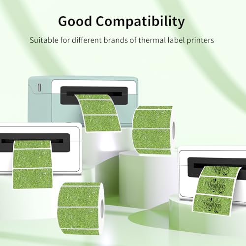 3x2 Inch Holographic Thermal Labels, Glitter Green Thermal Sticker Labels, Waterproof Thermal Printer Stickers for Price, Barcode, Name, Custom Logo Design, 200 Pcs/Roll - color: Holographic Green, size: 2*3 inch/1 roll