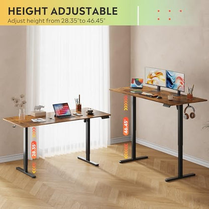 DEVAISE 63 Inch Standing Desk with Split Top, Computer Desk, Rustic Brown - color: Rustic Brown, size: 63 Inch