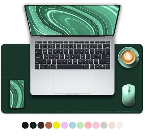 Non-Slip Desk Pad, 24" x 14" Large Mouse Pad, PU Leather Desk Mat with Suede, Laptop Desk Pad, Waterproof Keyboard Pad, Desk Blotter for Office/Home/Decor (Dark Green) - color: Dark Green, size: 24" x 24"
