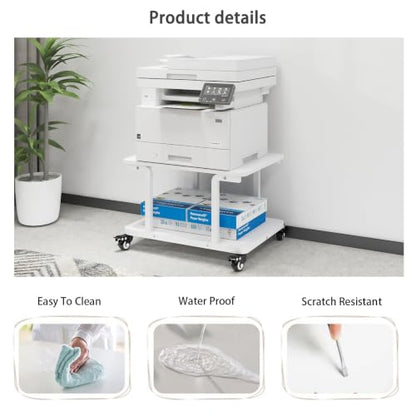 Natwind 2 Tier Laser Printer Stand,24''x20'' Under Desk Printer Cart, White - color: White