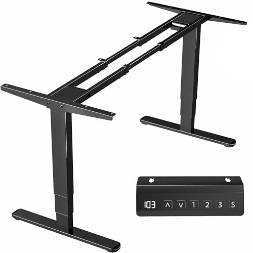 VIVO Electric Dual Motor Stand Up Desk Frame for 40 to 85 inch Table Tops, Frame Only, 3 Stage Height Adjustable DIY Workstation with Memory Controller, Black, DESK-V103E - color: Black, size: 3 Stage
