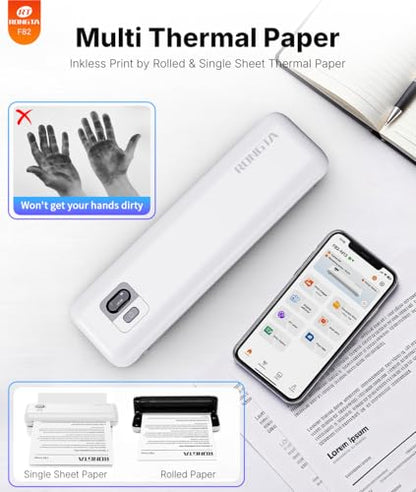 Rongta Portable Printer Wireless for Travel - color: White
