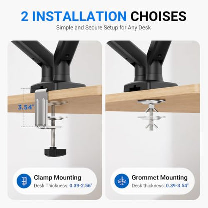 GRIFEMA Gas Spring Monitor Mount for 13-32″, Dual Monitor Arm, Easy Install | Full Motion Adjustable 360° Rotate Swivel Tilt, Up to 19.8 Lbs Each, VESA 75/100mm, Monitor Stand for Home Office Gaming Desk - size: Dual Arm