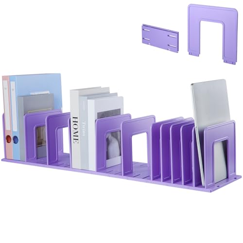 Adjustable Vertical File Sorter Sturdy Plastic Expandable Upright File Holder, Desktop Binder Organizer, School Office File Organizer Bookshelf Divider, Assemble Easily Endlessly, Purple - color: Purple, size: 12-Parts