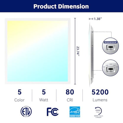 4Pack 2x2 LED Flat Panel Light with Emergency Battery Backup, 5CCT - size: Emergency Backup, style: 2x2