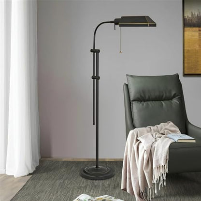Kira Home Prescott 58" Vintage Mid Century Modern Pharmacy Floor Lamp | Mechanical Telescoping Height Pole, Adjustable Pivot Head Shade, Efficient 6W LED Included Dark Bronze Finish