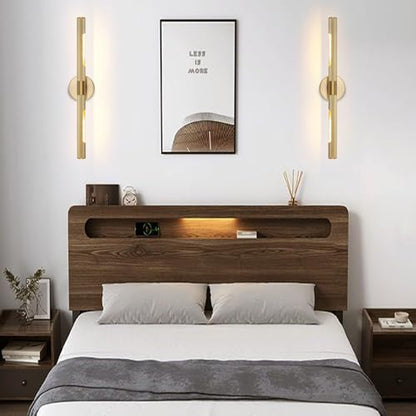 Brushed Brass Picture Light 24 inches Modern Gold Wall Sconce with Knurled Texture Cylinder Metal Shades Rotatable 360°Indoor Wall Lighting Fixture Bathroom Vanity Light Bedroom Living Room - color: 24 inches Gold-Knurled Texture Shades
