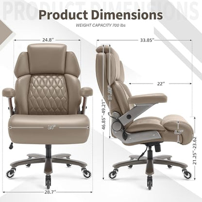 Big and Tall Office Chair 700lbs, Ergonomic High Back Computer Desk Chair - color: Khaki