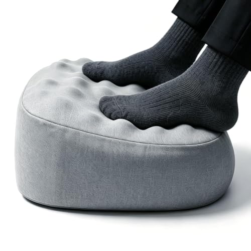 Foot Rest Under Desk, Memory Foam Ergonomic Footrest, Grey | Massage Pebble Surface, Office Foot Stool for Under Desk at Work, Gaming Foot Rest, Washable Cover, Non-Slip Base - color: Pebble Gray