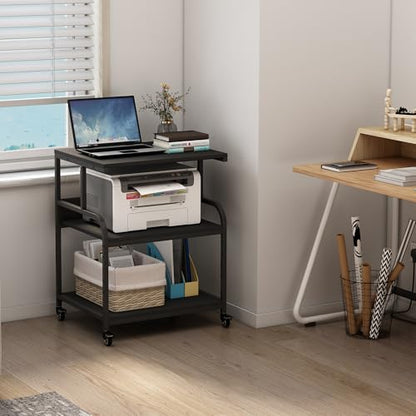 Fannova 23.6"x18.9"x30" Large Printer Stand with Adjustable Storage Shelf - color: Black, size: 23.6"W x 18.9"D x 30"H