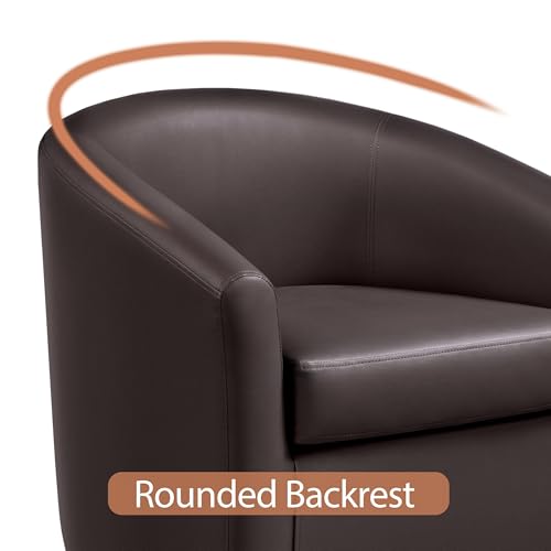 Topeakmart Faux Leather Accent Chair, 300 lb Cap, Espresso | PU Leather Barrel Chairs, U-shaped Backrest, Foam Seat, 18" Seat Height, Solid Wood Legs - color: Espresso, size: Set of 1