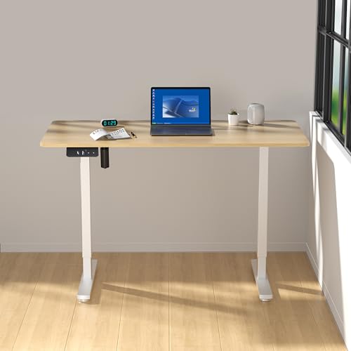 MSZ Electric Standing Desk 48x24 Inch with Memory Presets, Adjustable Height Sit to Stand Computer Desk for Home Office & Gaming, Maple - color: 1-maple