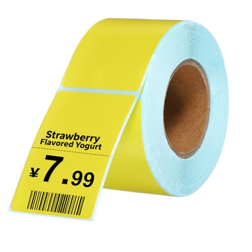 PATIKIL 500 Pcs Thermal Labels, 1.57x2.36 Inch Thermal Printer Labels Stickers Self Adhesive Tags Rectangle Paper Roll Small for Printer Shipping Label Mailing UPS Barcode Address, Yellow - color: Yellow, size: 40x60mm