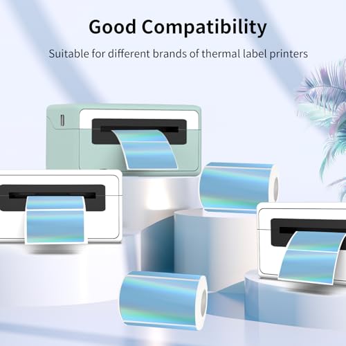 3x2 Inch Holographic Thermal Labels, Blue Thermal Sticker Labels, Rainbow Glitter Stickers for Price, Barcode, Mailing, Name, DIY Custom Logo Design, 200 Pcs /1 Roll - color: Holographic Blue, size: 2*3 inch