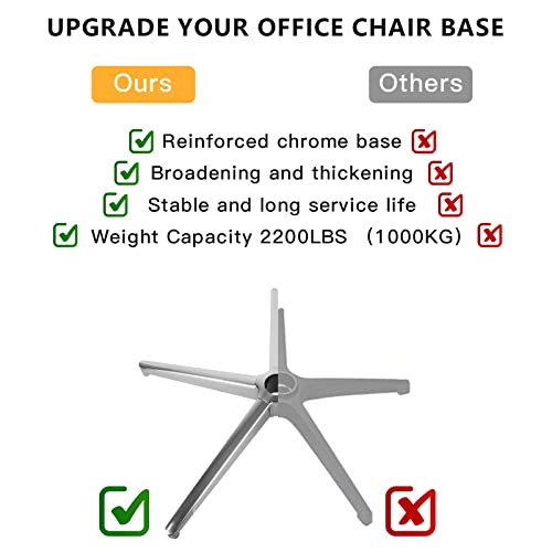 Office Chair Replacement Parts-28'' Heavy Duty Base Replacement(2200Lbs) - Desk Chair Reinforced Metal Leg,Universal Caster and Gas Cylinder Size (Silver) - color: Silver