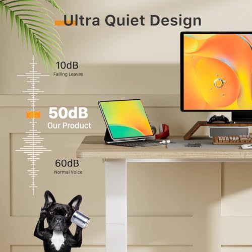 JOY worker Small Electric Sit Stand Desk, 40" Whole Piece Height Adjustable - color: Light Walnut, size: 40" * 20"