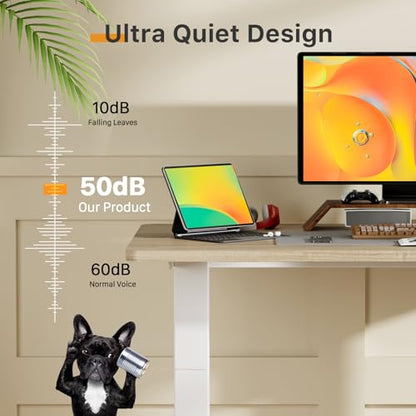 JOY worker Small Electric Sit Stand Desk, 40" Whole Piece Height Adjustable - color: Light Walnut, size: 40" * 20"