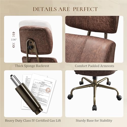 EUREKA ERGONOMIC Cameron Microfiber Suede Office Chair, High Back, Brown - color: Brown, size: High-Back