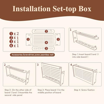 Router Shelf Wall Mount WiFi Router Box Hider Modem Cover with Cable Management Power Strip Organizer Storage Box Multiple Cable Holes (White)