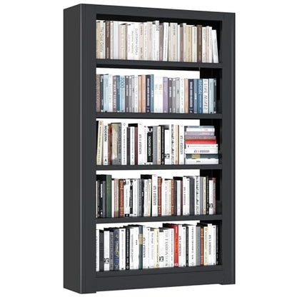 5-Tier Expandable Metal Bookshelf, 69"Heavy Duty Adjustable Shelves(Black) | Large,280LB Load Capacity Each Shelf,Industrial Sturdy Bookshelf,Easy Assembly,Wide/Tall/Deep Bookcase - color: Black, size: 69"H*36"W