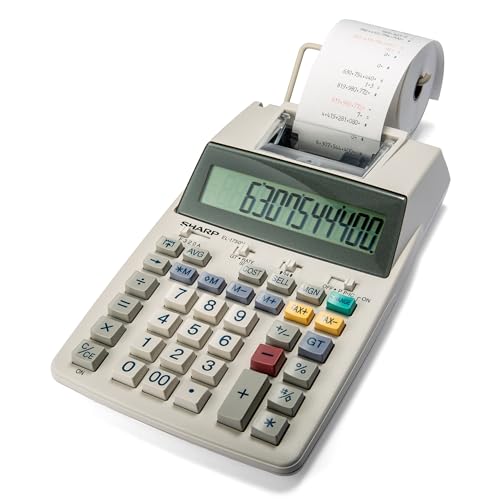 Sharp EL-1750V Two-Color Printing Calculator 2 Lines/Sec 3" Black/Red - color: Off-White