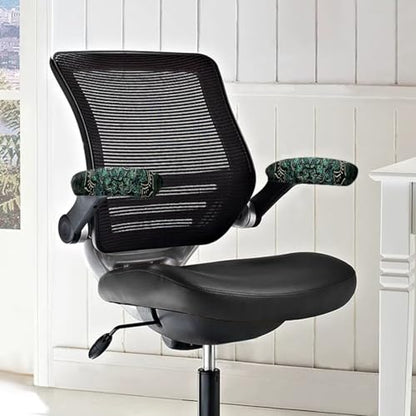 2Pcs Office Chair Armrest Covers for Home, Boho Mandala Flower Print Office Chair Armrest Slipcovers, Removable Washable Office Chair Arm Rest Covers, Black and Green - color: Black and Green - Boho Mandala Flower