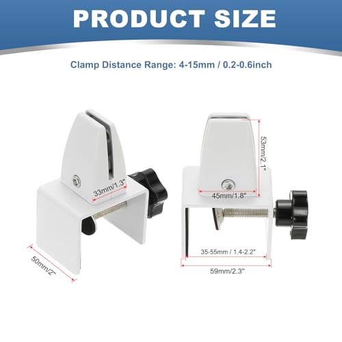PATIKIL 1.8x1.3x2.1" Desk Divider Support Clamp 2Pcs Aluminum Matte White - color: Matte White