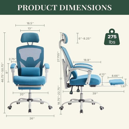 Ergonomic Office Chair with Footrest, Computer Gaming Chair