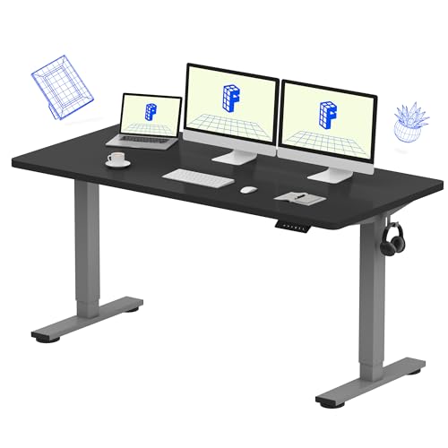 FLEXISPOT EN1 60"x24" One-Piece Electric Standing Desk, Black | 1" Thick Seamless Desktop, 176 LBS Capacity, Home Office Use, 4 Memory Presets, Multi-Monitor Setup, Easy Assembly - color: Black, size: 60x24