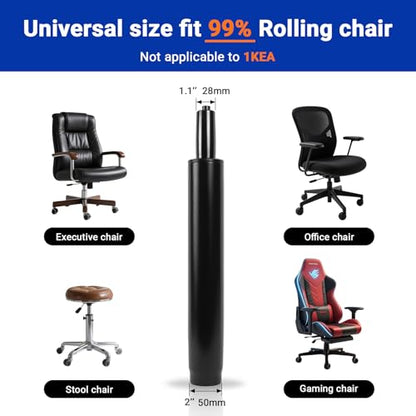 14-22 Inches Extra Long Office Chair Cylinder, TOP-Activated - color: Matte Black, size: 8‘’ Height Range