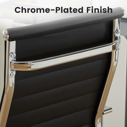 Office Desk Chair Leather, Conference Room Chairs with Wheels, Modern Executive Computer Guest Chairs with Arms (Black) - color: Black