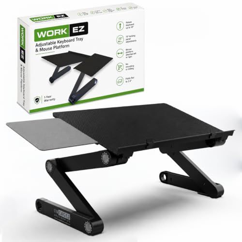 Uncaged Ergonomics WorkEZ Adjustable Keyboard Stand, Riser and Tray, Black - color: Black