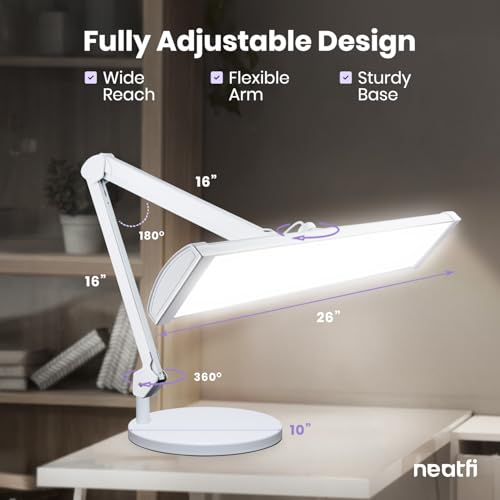 Neatfi Ultra 3,500 Lumens LED Desk Lamp with Base, 26-Inch Shade (White-3) - color: White-3, size: 26-Inch Wide Shade