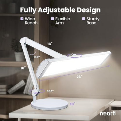Neatfi Ultra 3,500 Lumens LED Desk Lamp with Base, 26-Inch Shade (White-3) - color: White-3, size: 26-Inch Wide Shade
