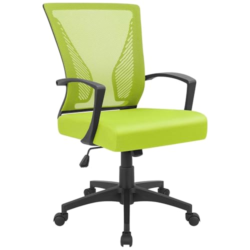 Furmax Office Chair Ergonomic Computer Desk Mesh Chair Mid Back Swivel Lumbar Support with Armrest (1, Cyan) - color: Cyan