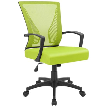 Furmax Office Chair Ergonomic Computer Desk Mesh Chair Mid Back Swivel Lumbar Support with Armrest (1, Cyan) - color: Cyan