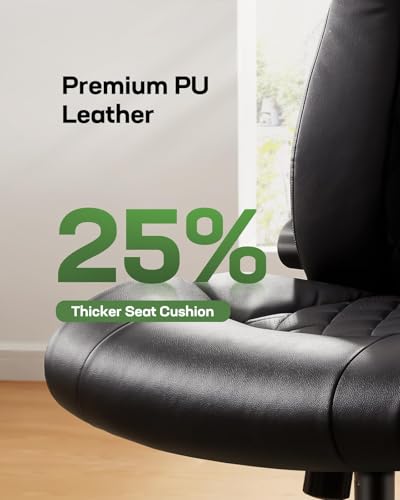 Marsail Executive Office Chair with Flip-up Armrests,PU Leather Ergonomic Desk Chair Height-Adjustable Swivel Rolling Desk Chair (Dark) - color: Dark