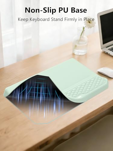 2-in-1 Ergonomic Keyboard Stand with Wrist Rest, Light Green - color: Light Green