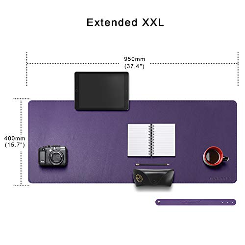 Mydours 38"x16" Large Desk Pad, Purple Desk Mat, XL PU Leather Mouse pad - color: Purple, size: 37.4" x 15.8"