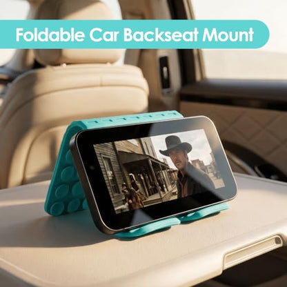 Flexible Silicone Aluminum Phone Holder Tablet Stand with Charging Port Design, Foldable Airplane Laptop/Phone Stand for Home Office Travel (Tiffany - with Suction) - color: Tiffany - with Suction