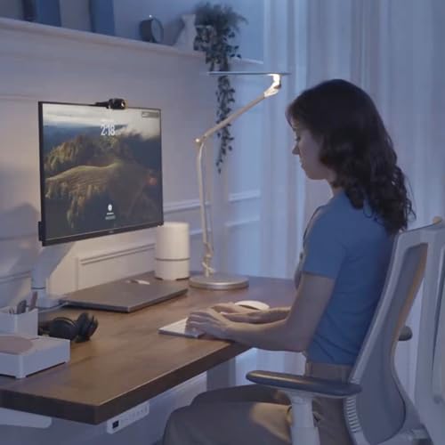 UPLIFTDESK E7 LED Desk Lamp – Adjustable 3 Color Modes, Dimmable Home Office Desk Light for Standing Desk, Dual Monitors, Aluminum Task Lamp (Silver Lamp, Silver Base) - color: Silver Lamp Silver Base