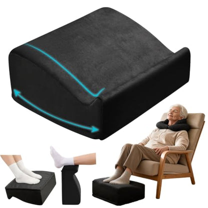 Foot Rest Under Desk with Rocking Base | Black Velvet | Washable velvet cover | 15° tilt + rocking base | 2 heights: 6.1"/7.3" | Non-slip | Office, gaming, home - color: Black, size: 12.6" L x 15" W x 6.1"