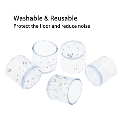 Round Chair Leg Caps,PVC Furniture Feet Covers,TTZEZE Transparent Round Floor Protectors,Clear Table Feet Covers Preventing Plastic Chair Leg Covers Scratches and Noise 25mm/0.98'', 12 - size: 0.98 inches