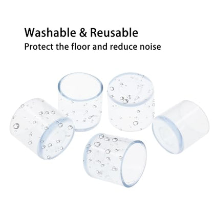 Round Chair Leg Caps,PVC Furniture Feet Covers,TTZEZE Transparent Round Floor Protectors,Clear Table Feet Covers Preventing Plastic Chair Leg Covers Scratches and Noise 25mm/0.98'', 12 - size: 0.98 inches