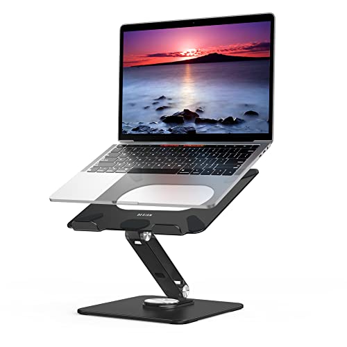 BESIGN LSX7 Laptop Stand with 360 Rotating Base, Ergonomic Adjustable Notebook Riser, Foldable Computer Holder Compatible with 10-15.6" Laptops (Black) - color: Black
