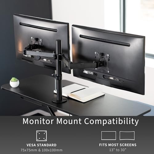 VIVO Black 42 in Standing Desk Converter with Monitor Stand, DESK-V042KB-M2 - color: Black, size: 42"