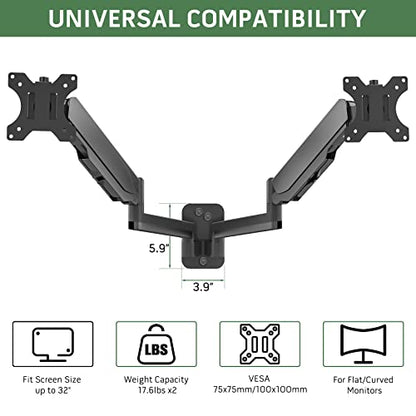 UPGRAVITY Dual Monitor Wall Mount for Two 17-32 inch Flat Computer Screens