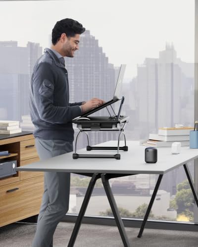 SAIJI Metal Small Laptop Desk Standing Converter Adjustable Desk Riser