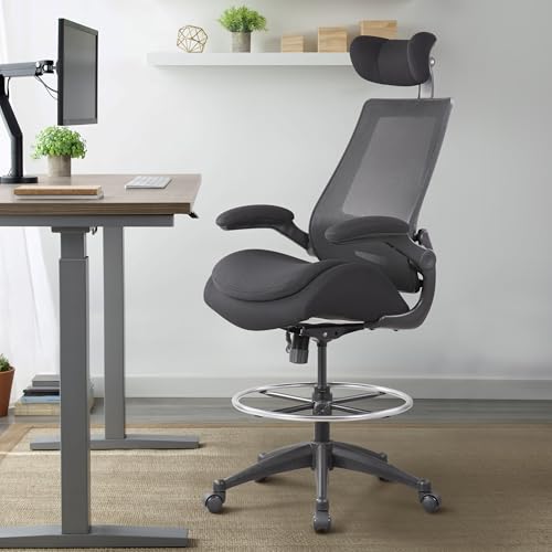 BOLISS Big and Tall Drafting Chair 400lbs High Back Dual Seat Cushion - color: Black, size: BLS-2818HDS