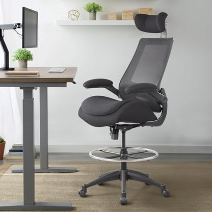 BOLISS Big and Tall Drafting Chair 400lbs High Back Dual Seat Cushion - color: Black, size: BLS-2818HDS